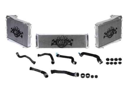 Radiatore in alluminio per liquido refrigerante e tubi flessibili SET DI 3. Porsche 718 Boxster Spyder / 718 Cayman GT4 / 991.2 GT3 / GT3 RS - 9P1121251, 9P1121252, 99610613802 - 7086, 7087, 7068